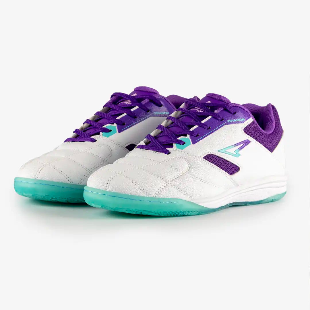 ZAPATILLAS FUTBOL SALA / MICROFUTBOL DRAGON BLANCO X MORADO