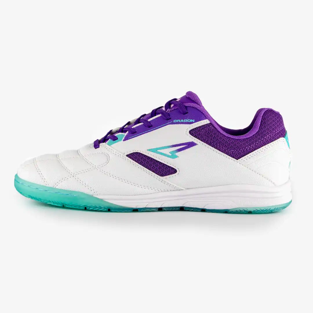 ZAPATILLAS FUTBOL SALA / MICROFUTBOL DRAGON BLANCO X MORADO